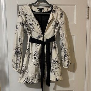 Arden B Black and White Floral-Print Blazer